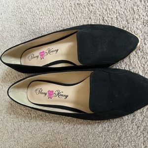 Black fauxe suede flats